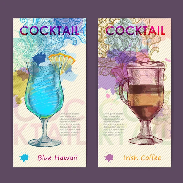 Affiche de cocktail aquarelle décorative artistique. Contexte disco — Image vectorielle