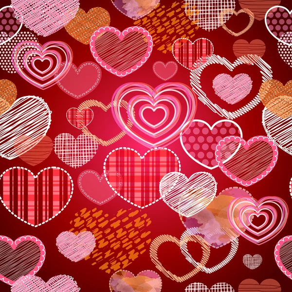 Seamless pattern of valentine love hearts — Stock Vector