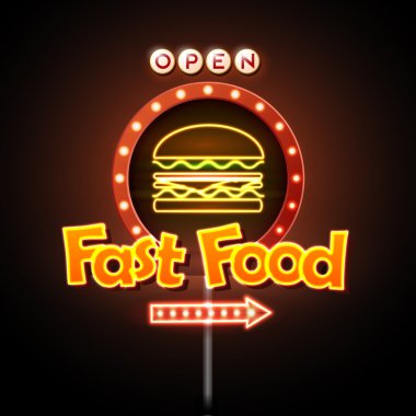 Fast food neon tabela 