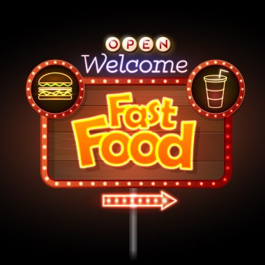 Fast food neon tabela 