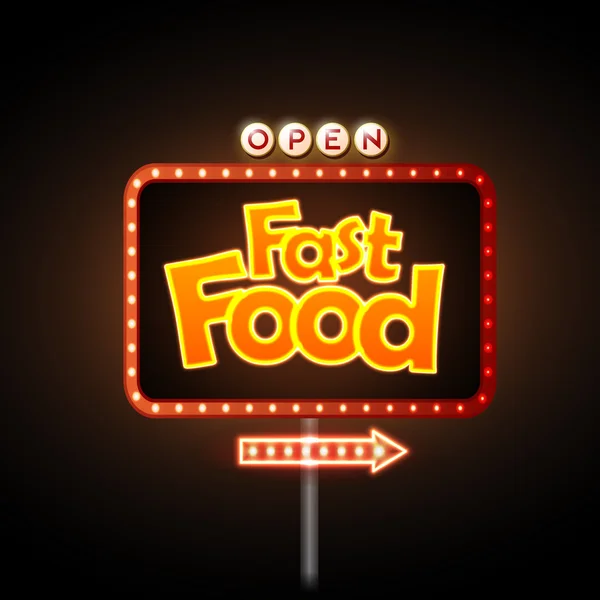 Fast Food segno al neon — Vettoriale Stock