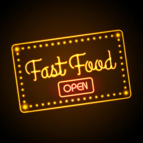 Fast Food segno al neon — Vettoriale Stock