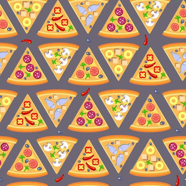 Lapos stílusú varrat nélküli mintát pizza háttér — Stock Vector