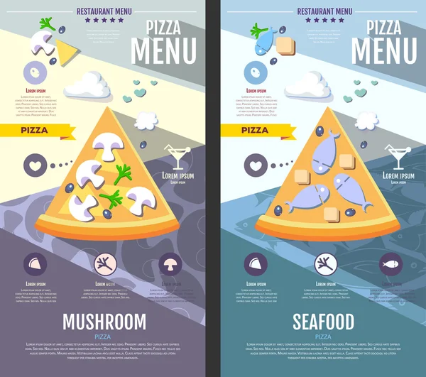 Ploché styl pizza menu design — Stockový vektor