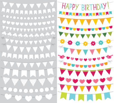 Kiraz kuşu bayrakları (dekorasyon ve boş şablonları ayarlama)