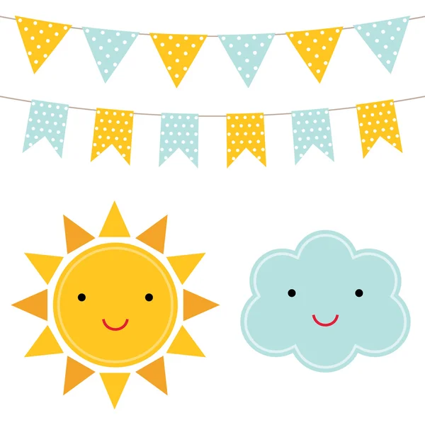 Desenhos animados Sun e cloud —  Vetores de Stock