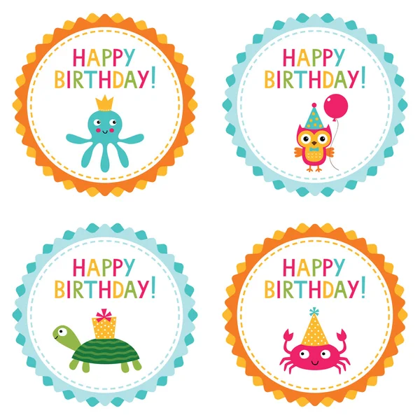 Badge per feste di compleanno per bambini — Vettoriale Stock