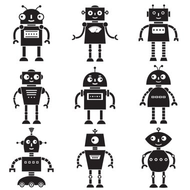Robot siluetleri seti
