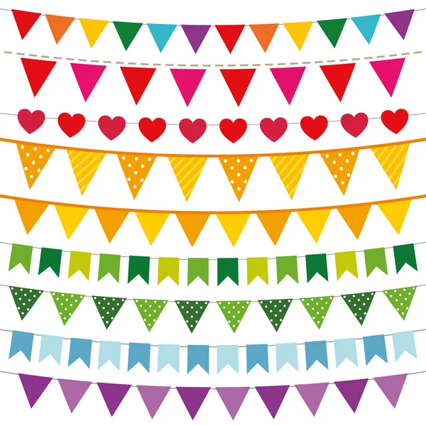 Bandiere di bunting colorate impostate — Vettoriale Stock