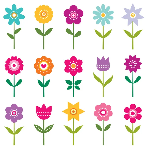 Isolated flowers set — Stock Vector