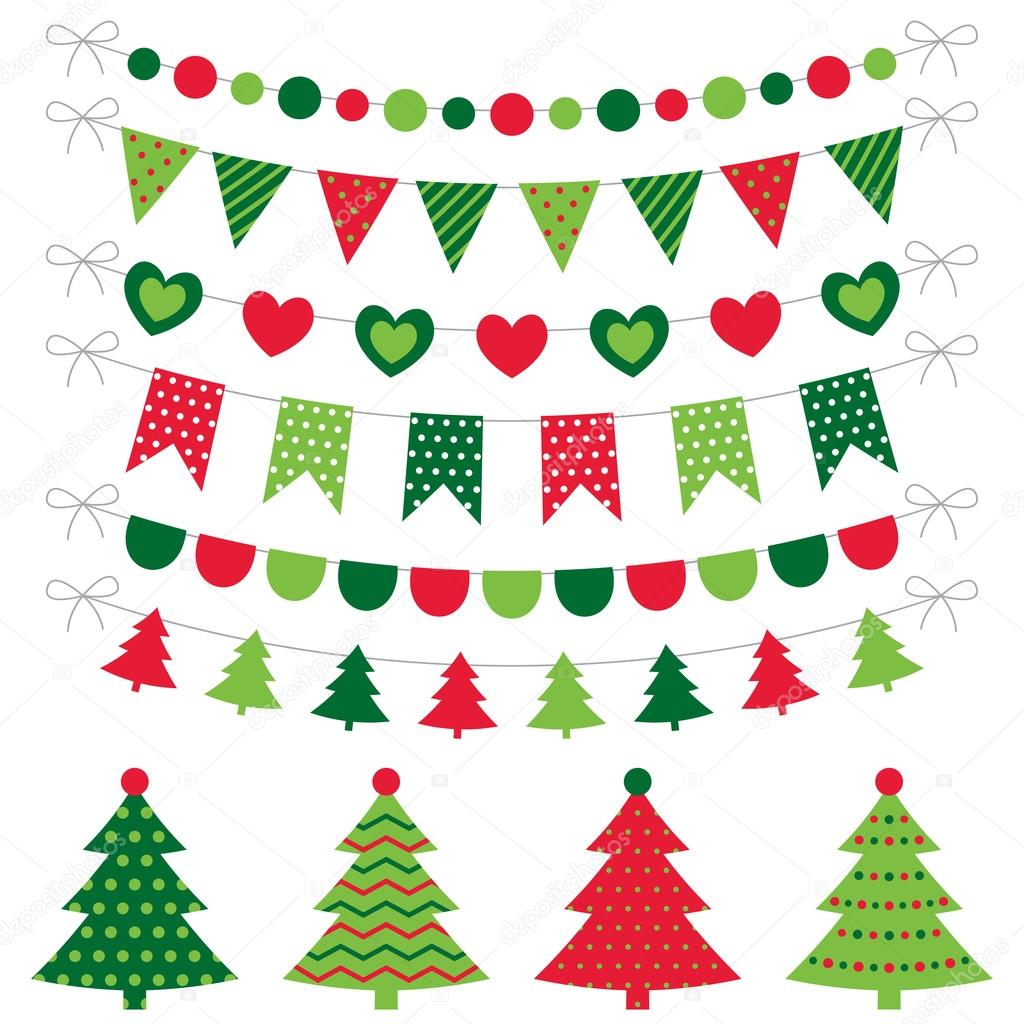 Christmas trees and decoration set