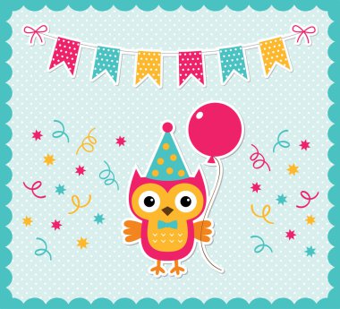 Doğum günü kartı ile sevimli bir baykuş
