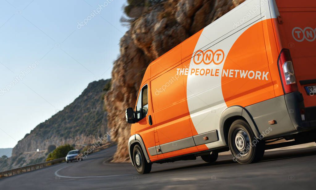 Kas / Turkey - 10.08.18: Delivery van of TNT Express