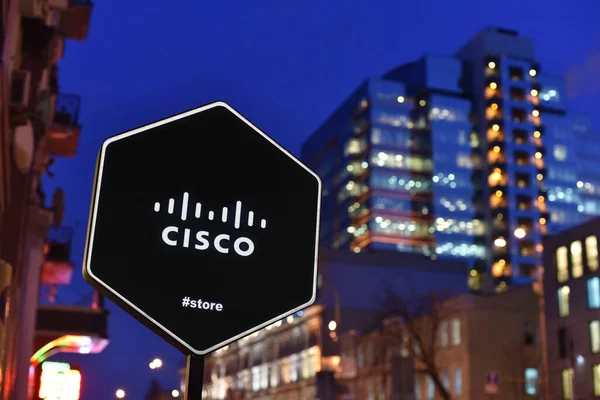 Kyjev Ukrajina Znamení Cisco — Stock fotografie