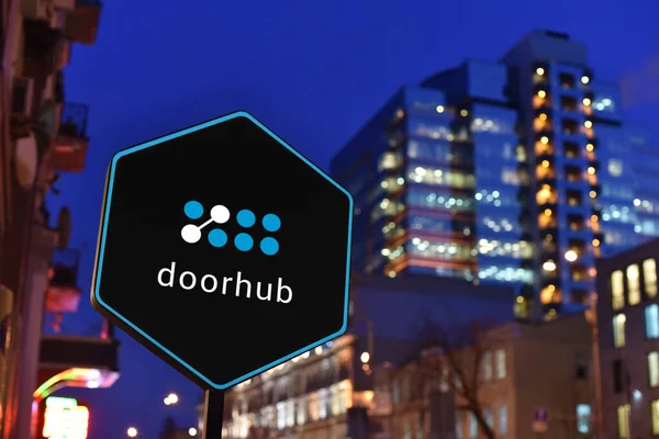 Kiev Ucrania Señal Doorhub — Foto de Stock