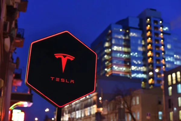 Kyjev Ukrajina Znamení Tesla — Stock fotografie
