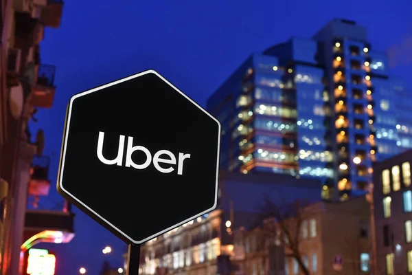 Kiev Ucrania Signo Uber — Foto de Stock