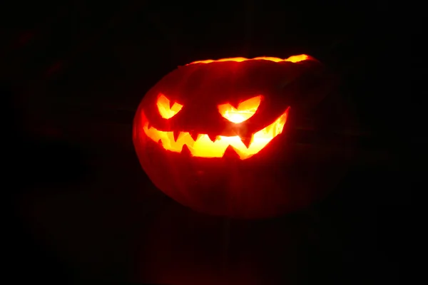 Halloween pumpa på svart — Stockfoto