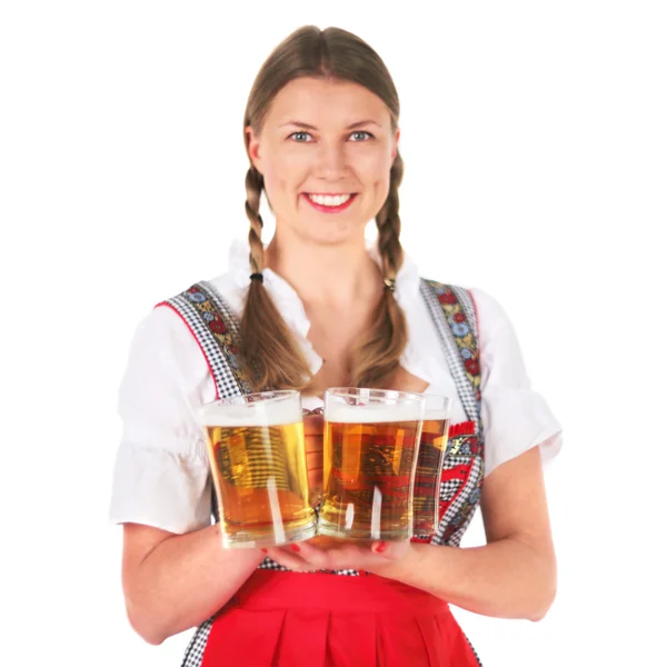 Oktoberfest mujer con cerveza — Foto de Stock