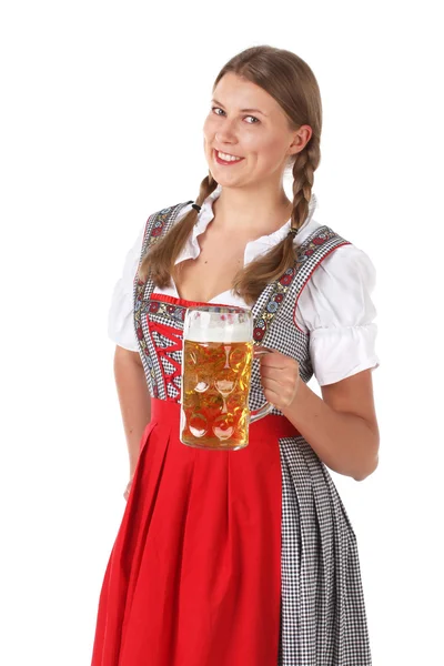 Oktoberfest γυναίκα με μπύρα — Φωτογραφία Αρχείου