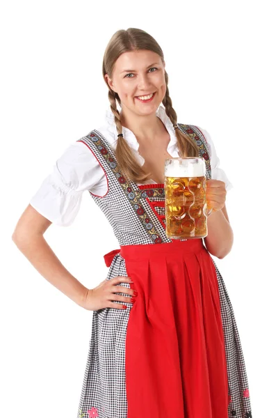 Oktoberfest mujer con cerveza — Foto de Stock