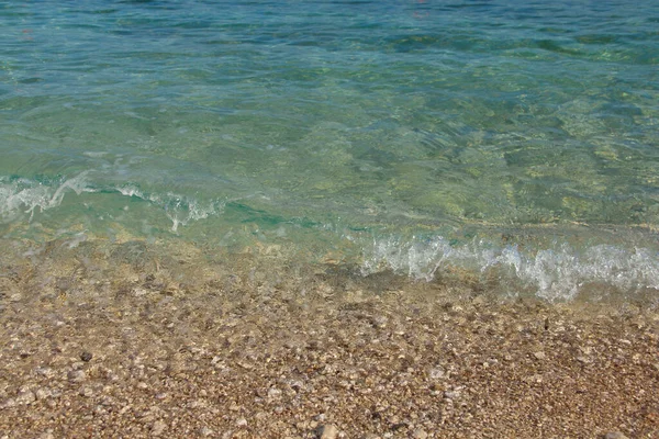 Pláž Perfektní Kámen Tyrkysová Transparentní Modrá Voda Chorvatsko Ostrov Brač — Stock fotografie