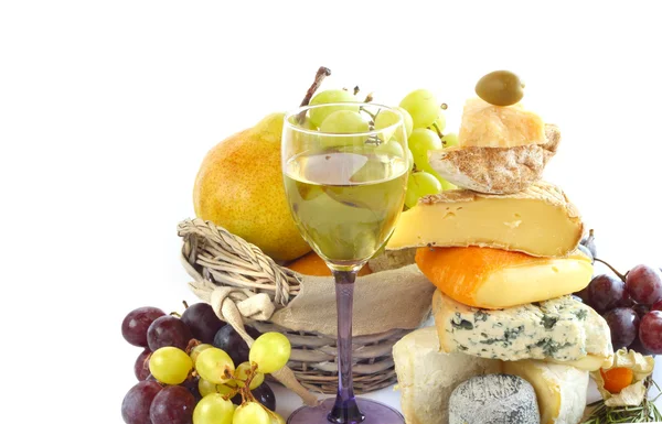 Τυρί, κρασί και φρούτα — Φωτογραφία Αρχείου