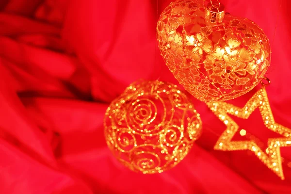 Christmas decor on red — 图库照片