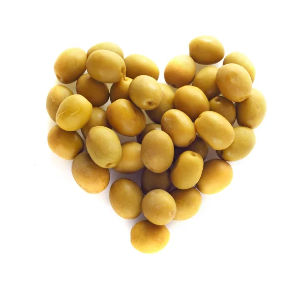 Olives in heart shape — Stock Photo, Image