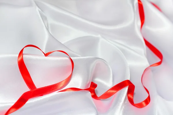 Red ribbon heart — Stock Photo, Image