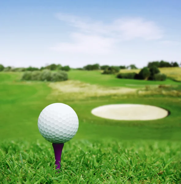 Bola de golfe no campo — Fotografia de Stock