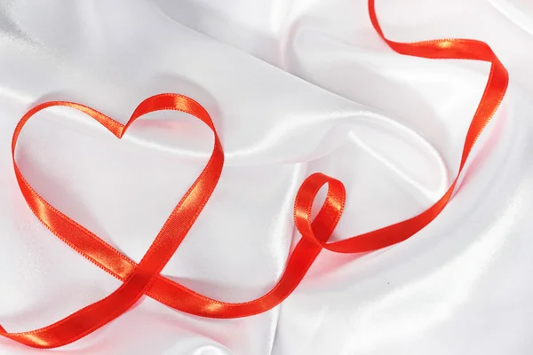 Red ribbon heart — Stock Photo, Image