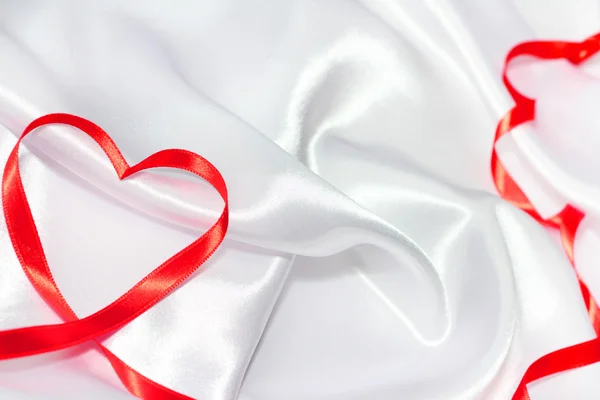 Red ribbon heart — Stock Photo, Image