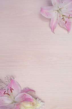 Zambak ahşap arka planda