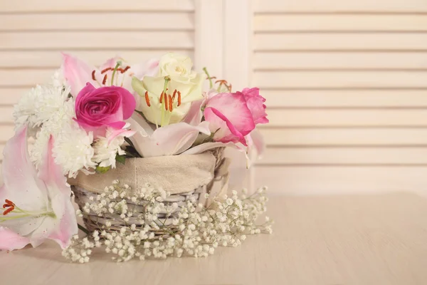 Flowers in basket — Stock Photo, Image