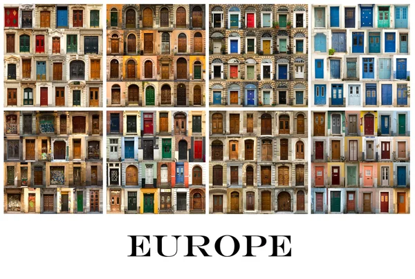 Colagem de portas europeias — Fotografia de Stock