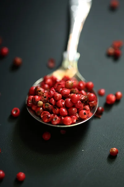 Röd paprika i en sked — Stockfoto