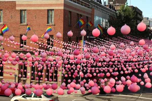 Pink balls in Gay area in Montreal — Stock Photo, Image