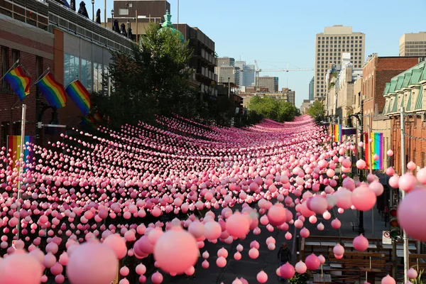 Pink balls in Gay area in Montreal — Stock Photo, Image