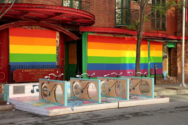 Installation de vélos musicaux à Montréal — Photo