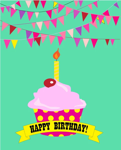 Feliz aniversário cupcakes — Vetor de Stock