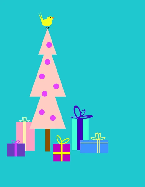 Árbol de Navidad y regalos — Vector de stock