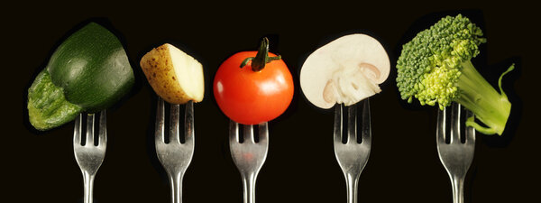 Овощи на вилке

