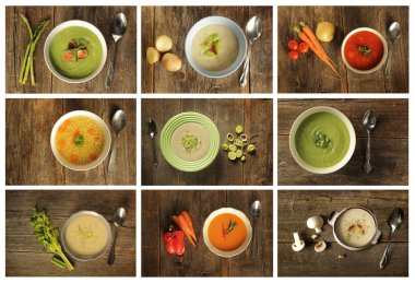 4 green soups clipart
