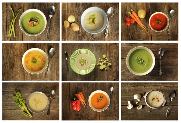 4 green soups — Stock Photo, Image