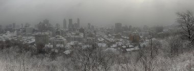Kanada'da Montreal şehir üzerinde kar fırtınası