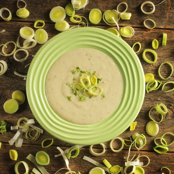 Sopa de alho-poró com legumes — Fotografia de Stock