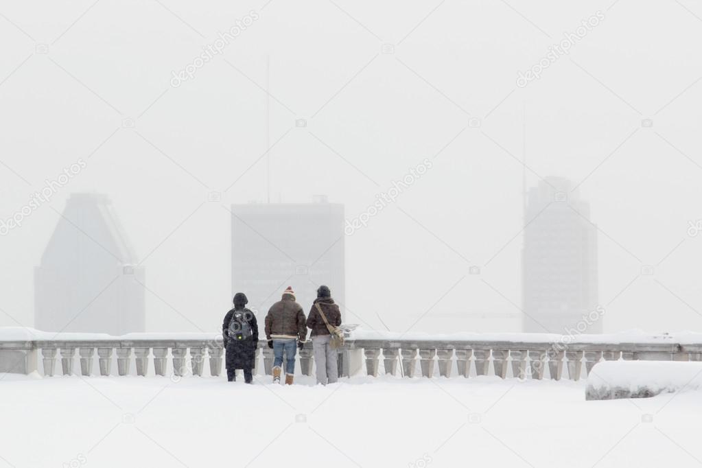 Snowstorm in Montreal city