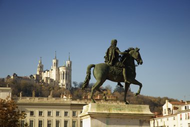 Louis XIV equestrian statue at Bellecour square clipart
