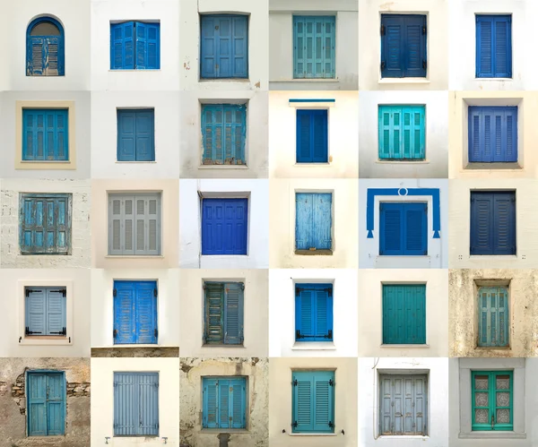 Collage of windows from greece — Stock Photo, Image